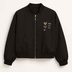 بامبر زنانه گلدوزی 3 قلب - مشکی