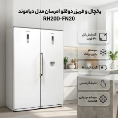 40-foot Emerson Diamond model twin refrigerator and freezer, titanium and white color