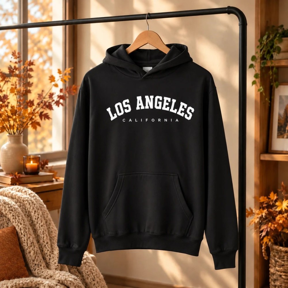 هودی کلاهدار و جیب دار مردانه زنانه مدل Los Angeles