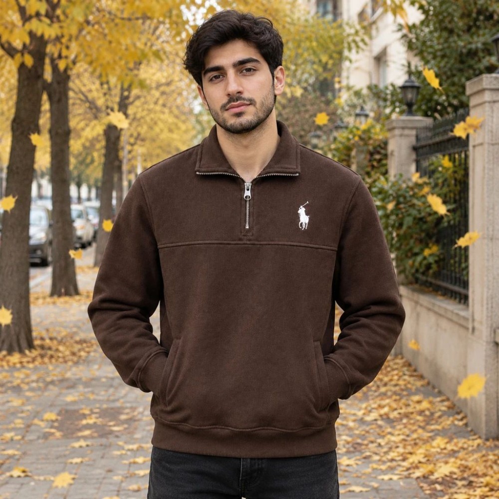 دورس مردانه نیم زیپ سلانیک یقه دار مدل POLO (دارای رنگ بندی)